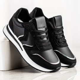 SHELOVET Scarpe sportive in ecopelle nero 2