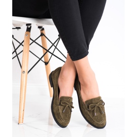 SHELOVET Mocassini Scamosciati Con Fiocco marrone verde 2