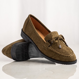 SHELOVET Mocassini Scamosciati Con Fiocco marrone verde 1
