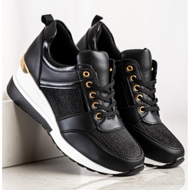 Diamantique Sneakers nere con zeppa nero 2