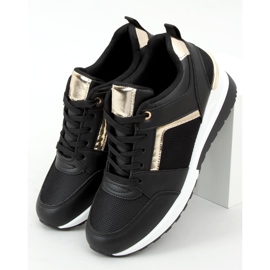 Nero AD-349 Scarpe sportive nere con zeppa 1