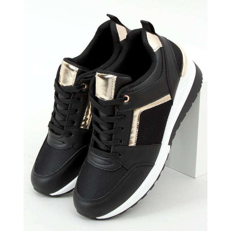 Nero AD-349 Scarpe sportive nere con zeppa 1