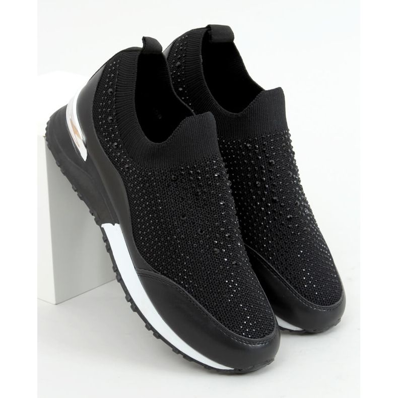 Nero AD-359 Scarpe sportive calzini neri 1
