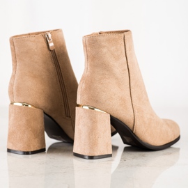 SHELOVET Stivali con tacco alto in camoscio beige 1