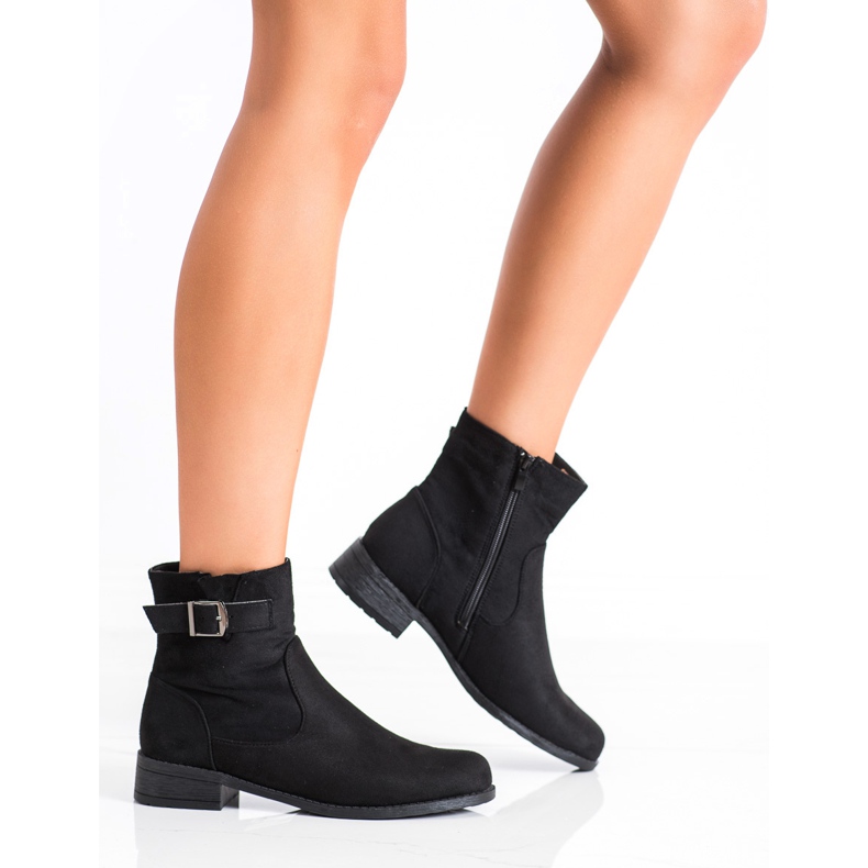 SHELOVET Stivaletti casual in pelle scamosciata nero 2