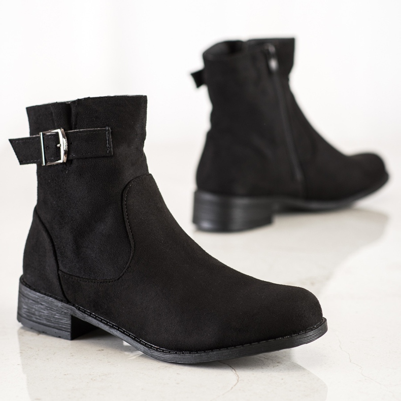 SHELOVET Stivaletti casual in pelle scamosciata nero 1
