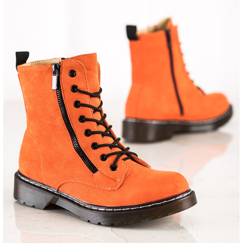 SHELOVET Trappers arancioni con cerniera decorativa arancia 1