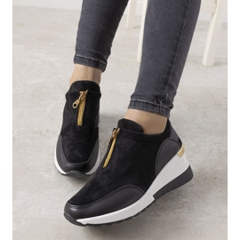 Sneakers con zeppa Velasco in camoscio nero 1