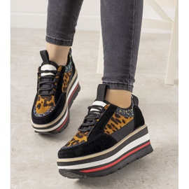Sneakers nere con suola alta Debbi marrone nero 1