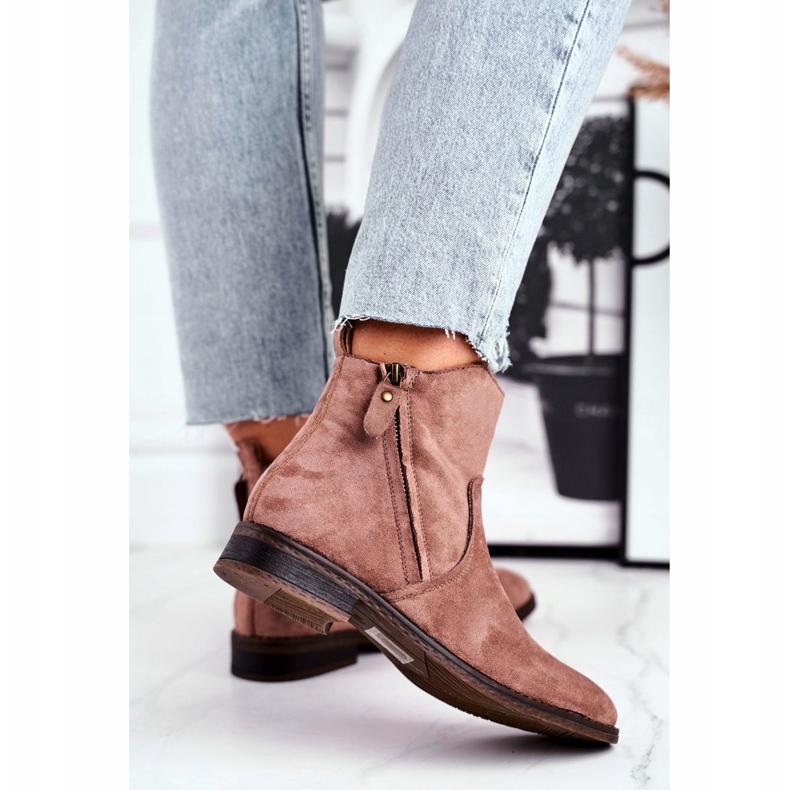 Evento Stivali Jodhpur, zip in suede Beige marrone 2