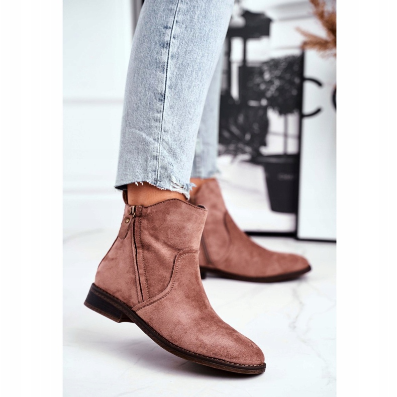 Evento Stivali Jodhpur, zip in suede Beige marrone 4