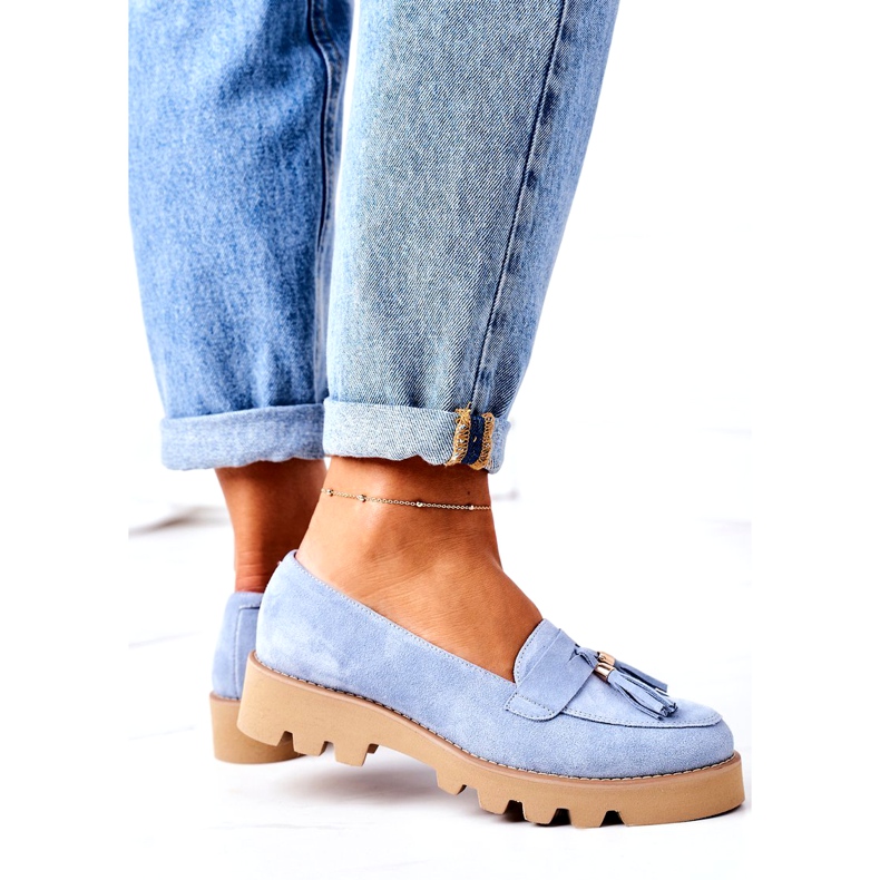 Mocassini in camoscio Lewski Shoes 3053 Blu 4