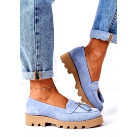 Mocassini in camoscio Lewski Shoes 3053 Blu 3