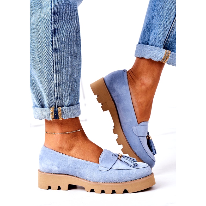 Mocassini in camoscio Lewski Shoes 3053 Blu 3
