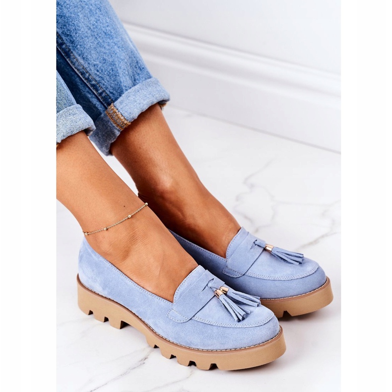Mocassini in camoscio Lewski Shoes 3053 Blu 1