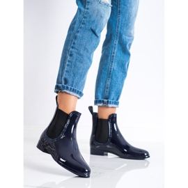 SHELOVET Stivali di gomma corti lucidi blu navy 1