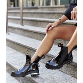 PS1 Stivali da donna laccati con intagli Black Melbourne nero 2