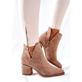 PS1 Stivaletti da donna in pelle scamosciata con intagli Khaki Noel cachi 1