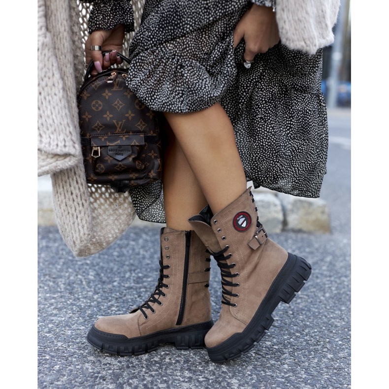 NAVY DOT Stivali da donna Trappers Workers Brown Monope marrone 2