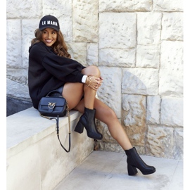 FJ1 Stivali caldi da donna Square Post Black Closer nero 2