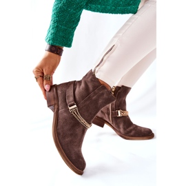 Stivali in pelle da donna Nicole Brown Dome marrone 1