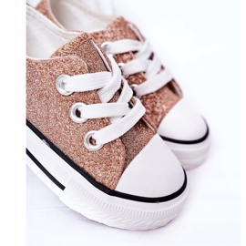 Sneakers per bambini con glitter oro rosa Bling-Bling d'oro 4