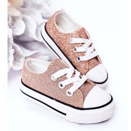 Sneakers per bambini con glitter oro rosa Bling-Bling d'oro 2