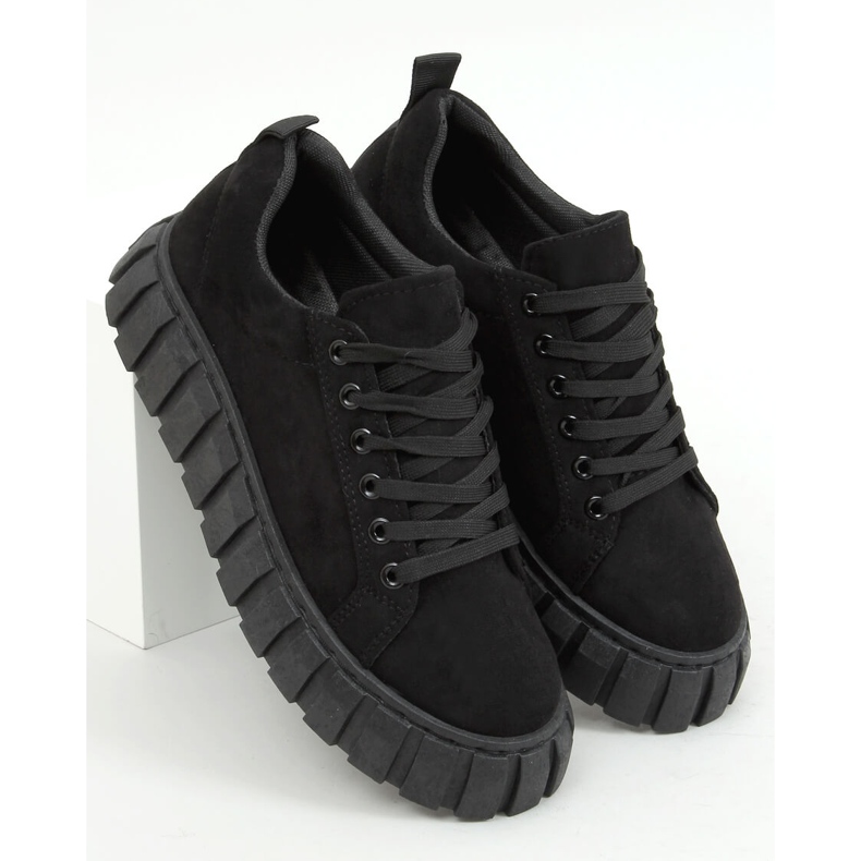 Sneakers nere 19287 All Black con suola spessa nero 1