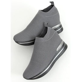 Grigio RQ316 Scarpe sportive grigie con zeppa 1