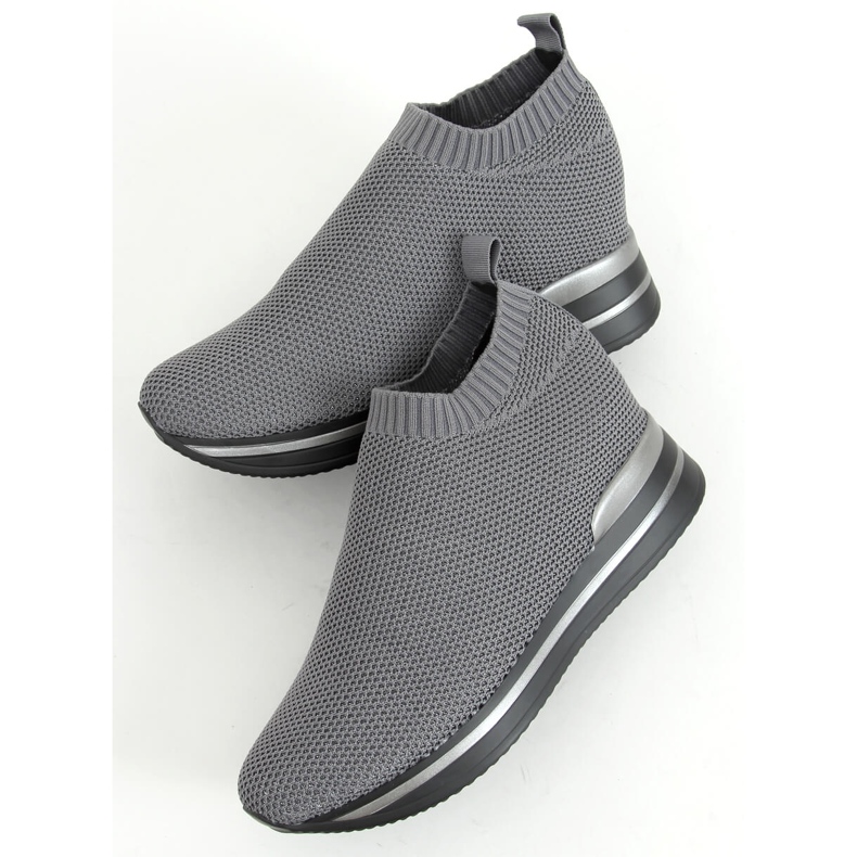 Grigio RQ316 Scarpe sportive grigie con zeppa 1