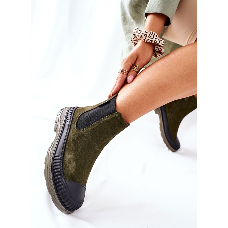 Stivaletti Donna Stivaletti Chelsea Pelle Scamosciata Big Star II274355 Cachi verde 2