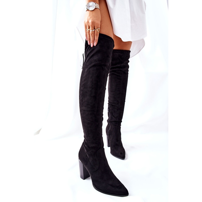Vinceza Stivali Donna Con Tacco Camoscio Nero Monleek 1
