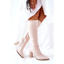 PS1 Stivali caldi da donna Punta dorata Beige Puentos 1