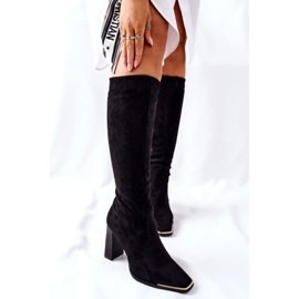 PS1 Stivali caldi da donna Punta dorata Black Puentos nero 1
