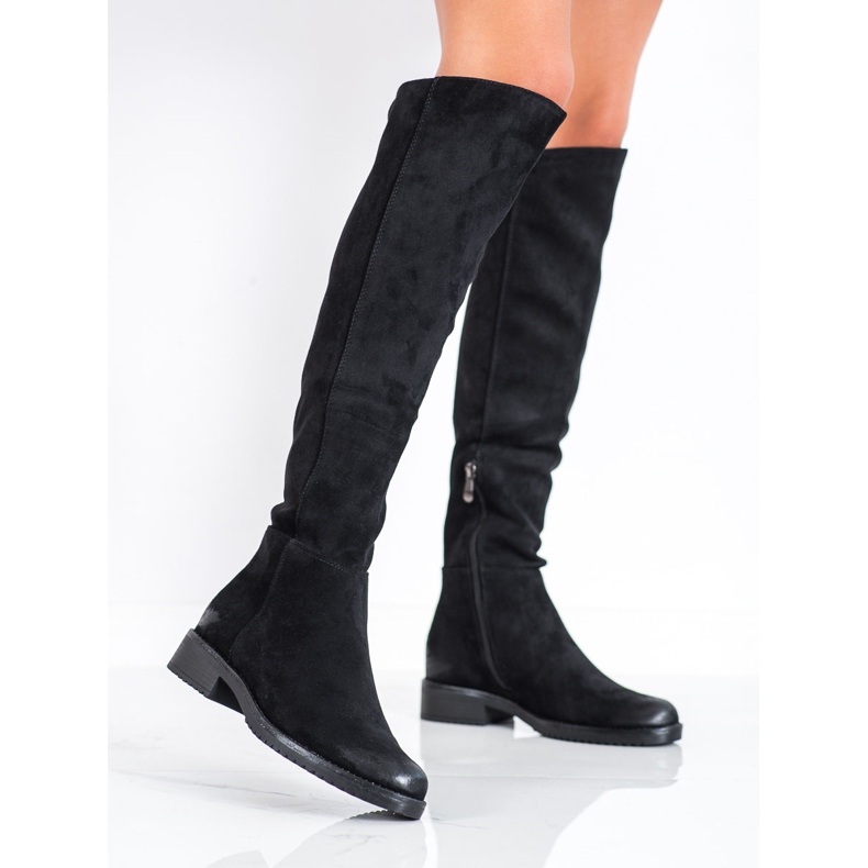 Stivali casual VINCEZA in pelle scamosciata nero 1