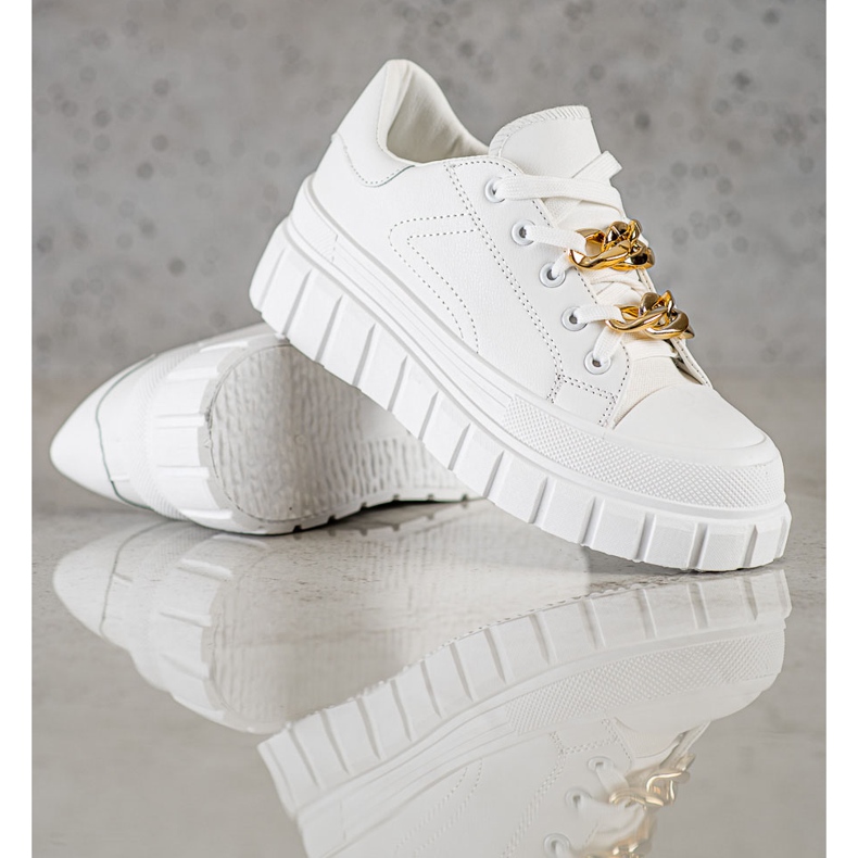 SHELOVET Sneakers Con Catena Alla Moda bianca 1