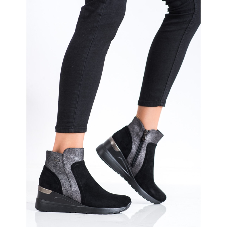 Stivali alla moda sulla zeppa VINCEZA nero argento grigio 2