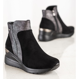 Stivali alla moda sulla zeppa VINCEZA nero argento grigio 1