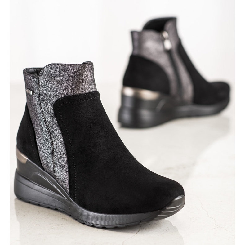 Stivali alla moda sulla zeppa VINCEZA nero argento grigio 1