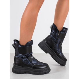 Seastar Stivali da neve in velcro nero blu 1