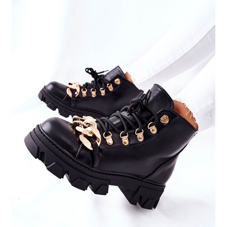 PS1 Stivaletti Warm Trapper da donna con catena Nero Labri 1
