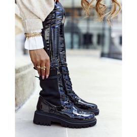 PM1 Stivali Donna Laccati Nero Maxine 2