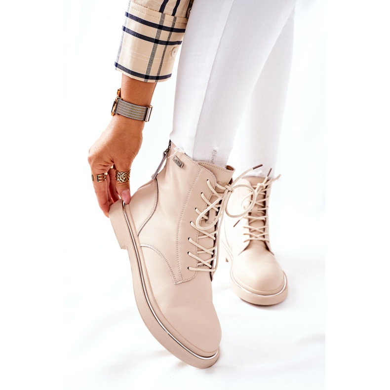 Stivali da donna in pelle GOE II2N4015 Beige 1