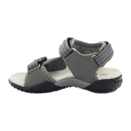 American Club Sandali in velcro con inserto in pelle grigia americana 1618 grigio blu 2