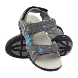 American Club Sandali in velcro con inserto in pelle grigia americana 1618 grigio blu 3