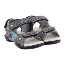 American Club Sandali in velcro con inserto in pelle grigia americana 1618 grigio blu 4