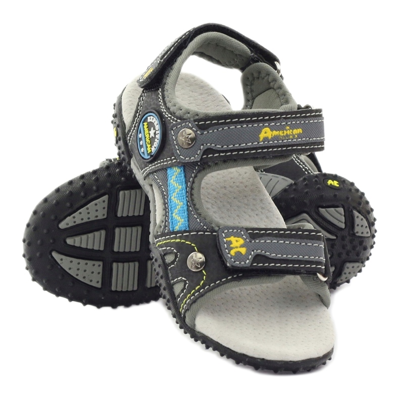 American Club Sandali in velcro con inserto in pelle americana 1618 ['giallo, 'grigio', 'nero'] grigio 3