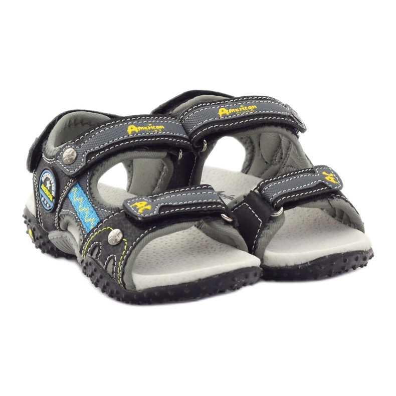 American Club Sandali in velcro con inserto in pelle americana 1618 ['giallo, 'grigio', 'nero'] grigio 4