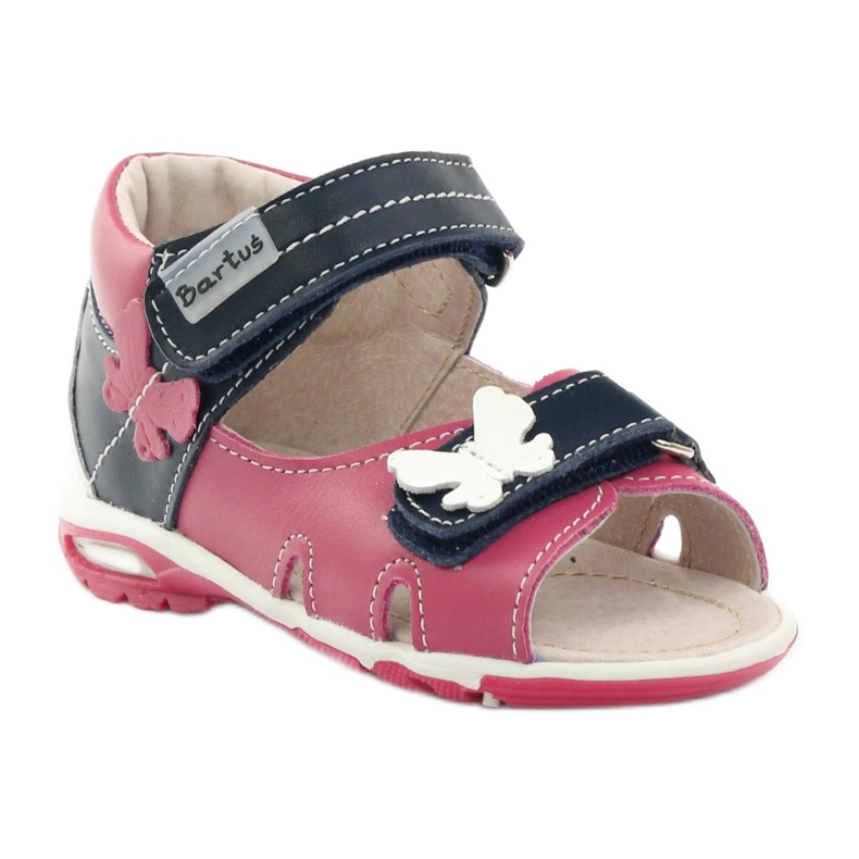 Sandali in pelle femminile con farfalla rosa Bartuś 1