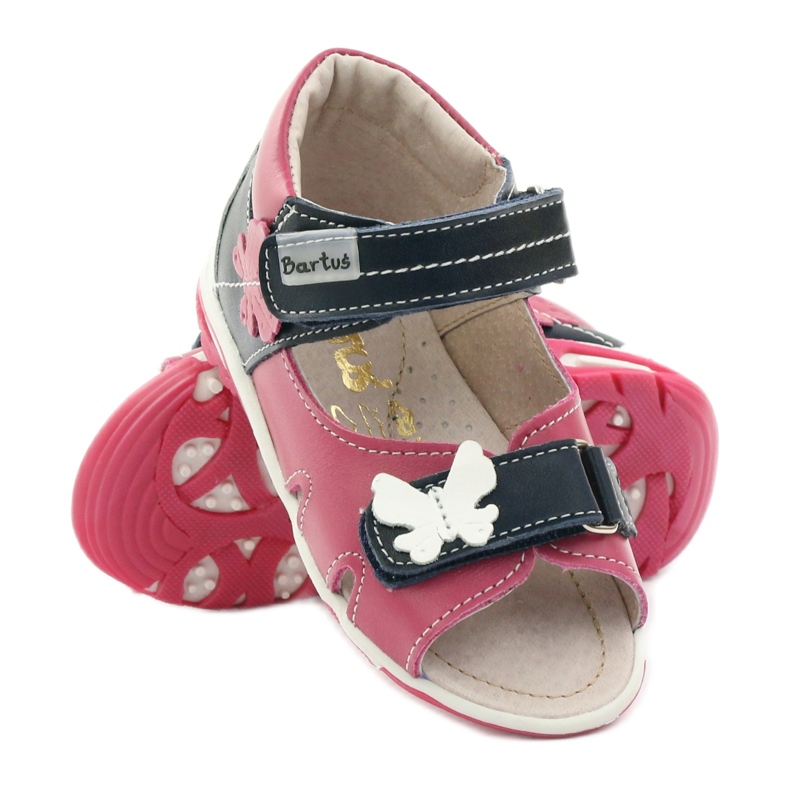 Sandali in pelle femminile con farfalla rosa Bartuś 3
